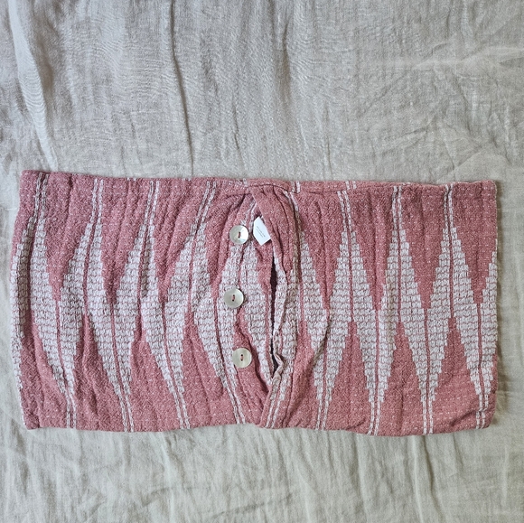 West Elm Pink and White Embroidered Geometric Pillow Cover - Picture 2 of 4